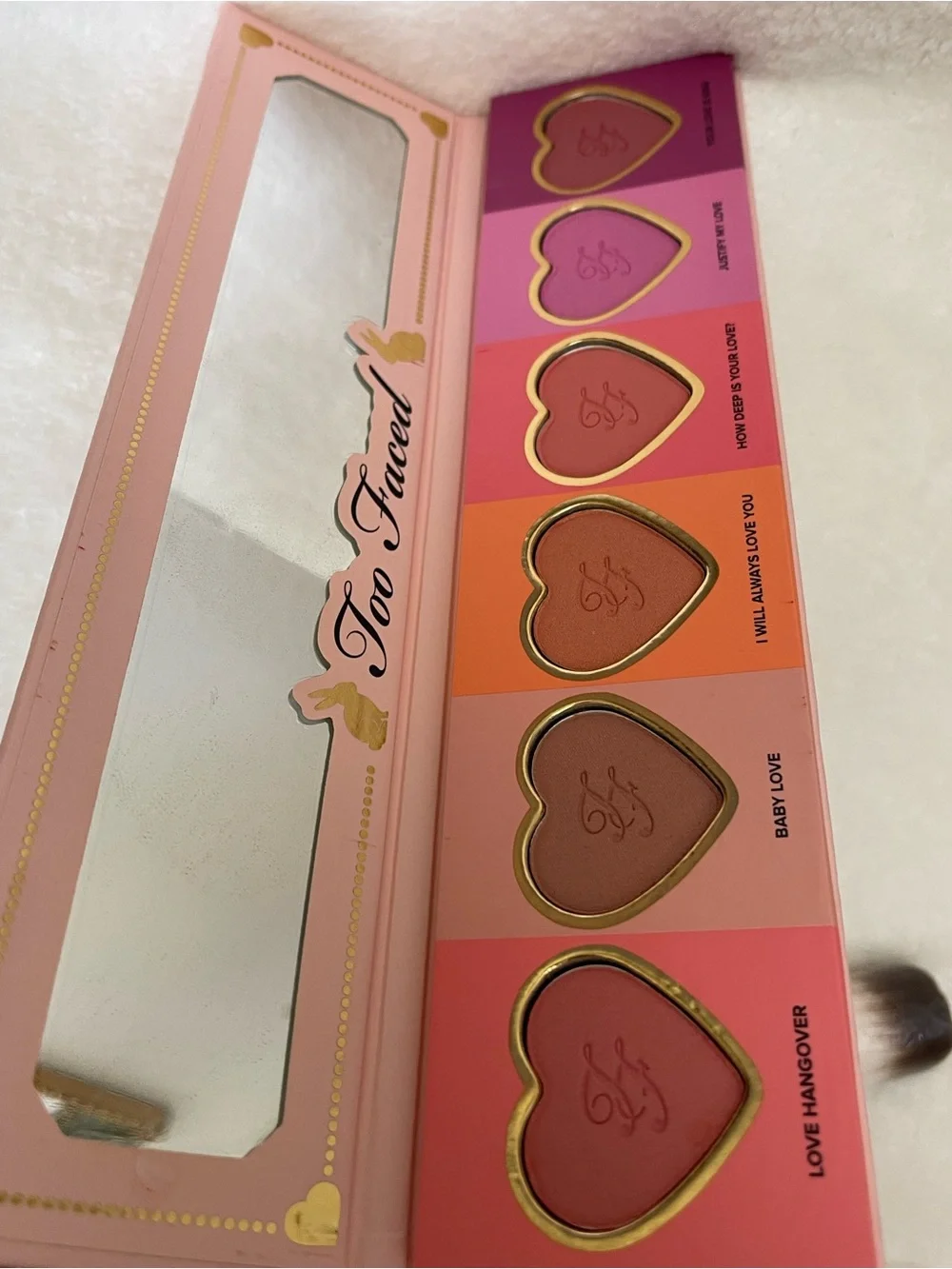 Too faced Love Flush long Lasting Blush Wardrobe and Small Brush applicator  New